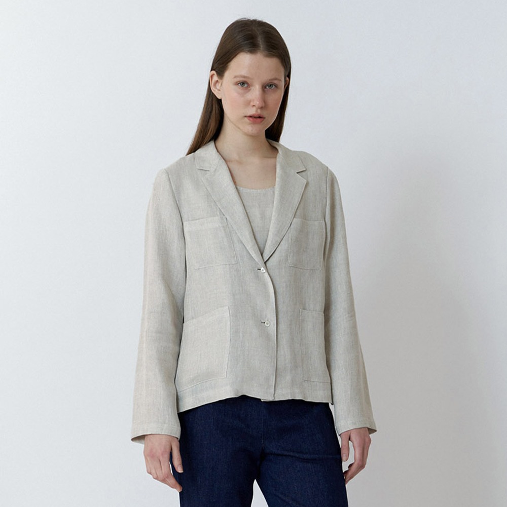 ECOGRAM 에코그램 [아유] linen pocket button jacket-cream fashion